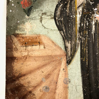 Santa Rita de Cascia with Skull, 19th C. Spanish Colonial Retablo on Tin