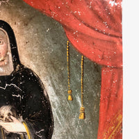 Santa Rita de Cascia with Skull, 19th C. Spanish Colonial Retablo on Tin