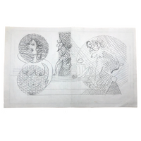 Graphite Drawing of Beauty and Devil on Back Side of Public Library Program, 2010