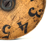 SOLD Unusual Early 19th C. Wooden Game Counter with Tin Pointers and Hand-painted Numbers