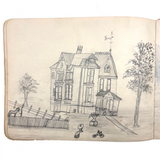 Belle York, Age 10-11, 1885-86 Sketchbook with Far-ranging Graphite Drawings, Elmira, NY