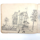 Belle York, Age 10-11, 1885-86 Sketchbook with Far-ranging Graphite Drawings, Elmira, NY