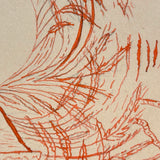Spencerian Bird in Red Ink with Branch in Beak, 1896 Red Ink Drawing