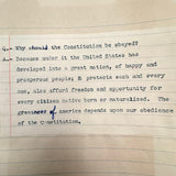 American Citizen 1952, Poignant Study Notebook Created in Prep for Citizenship Exam and Passed Along