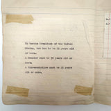 American Citizen 1952, Poignant Study Notebook Created in Prep for Citizenship Exam and Passed Along