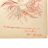 Spencerian Bird in Red Ink with Branch in Beak, 1896 Red Ink Drawing