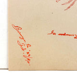 Spencerian Bird in Red Ink with Branch in Beak, 1896 Red Ink Drawing