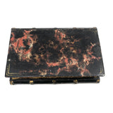 Wonderful 19th C. Tole Painted Double Sided Book Shaped Writing Box with Ink Wells