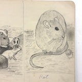 Belle York, Age 10-11, 1885-86 Sketchbook with Far-ranging Graphite Drawings, Elmira, NY