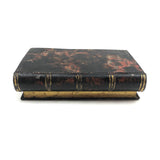 Wonderful 19th C. Tole Painted Double Sided Book Shaped Writing Box with Ink Wells
