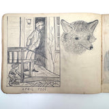 Belle York, Age 10-11, 1885-86 Sketchbook with Far-ranging Graphite Drawings, Elmira, NY
