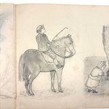 Belle York, Age 10-11, 1885-86 Sketchbook with Far-ranging Graphite Drawings, Elmira, NY
