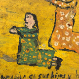 Kneeling Women in Polka Dots, Very Folky Masterpiece of an Ex Voto Retablo on Heavy Tin, 1944
