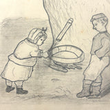 Belle York, Age 10-11, 1885-86 Sketchbook with Far-ranging Graphite Drawings, Elmira, NY