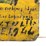 Kneeling Women in Polka Dots, Very Folky Masterpiece of an Ex Voto Retablo on Heavy Tin, 1944