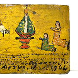 Kneeling Women in Polka Dots, Very Folky Masterpiece of an Ex Voto Retablo on Heavy Tin, 1944