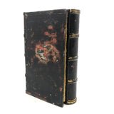 Wonderful 19th C. Tole Painted Double Sided Book Shaped Writing Box with Ink Wells