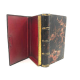 Wonderful 19th C. Tole Painted Double Sided Book Shaped Writing Box with Ink Wells