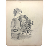 Belle York, Age 10-11, 1885-86 Sketchbook with Far-ranging Graphite Drawings, Elmira, NY