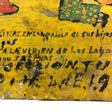 Kneeling Women in Polka Dots, Very Folky Masterpiece of an Ex Voto Retablo on Heavy Tin, 1944