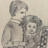 Belle York, Age 10-11, 1885-86 Sketchbook with Far-ranging Graphite Drawings, Elmira, NY