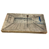 SOLD Archictectural Interior with Stove and Man in Blue, Wonderful Antique Oil on Waxed Canvas Painting