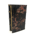 Wonderful 19th C. Tole Painted Double Sided Book Shaped Writing Box with Ink Wells