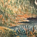 White Cow Wading, Lovely Antique Watercolor Signed Ward in Hand-carved, Presumed Original, Folk Art Frame