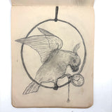 Belle York, Age 10-11, 1885-86 Sketchbook with Far-ranging Graphite Drawings, Elmira, NY