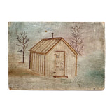Company H, 4th Sec. Cabin, Lovely Small Antique Painting on Oiled Canvas Over Wood, Signed Hicks