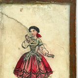 Lovely in Pink, Small c. 1830s Century Hand-colored Print Behind Glass (Box Lid?)