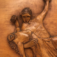 Classically Inspired Lovers with Grapes in Hand, Folk Art Relief Carving