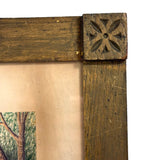 White Cow Wading, Lovely Antique Watercolor Signed Ward in Hand-carved, Presumed Original, Folk Art Frame