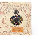 Yes, I'll Remember Thee, c. 1840s Paper Lace Valentine with Mirror and Handwritten Verse Inside