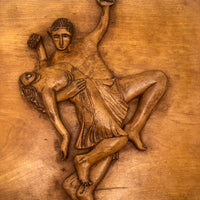 Classically Inspired Lovers with Grapes in Hand, Folk Art Relief Carving
