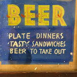 BEER and More at The Stable, Great Old Hand-painted Sign on Cardboard in Antique Frame