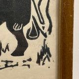 Existential Feeling Mid Century Wooblock Print of Lone, Hooded Figure