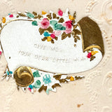 Give Me Your Dear Little Heart, c. 1840s Paper Lace and Die-cut Valentine with Interior Hand-written Verse