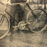 Young Man with (Iver Johnson?) Bike and Painted Trees, Antique Tintype
