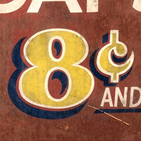 C. 1940s Hand-painted Hub Caps Sign on Cardboard