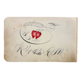 Be Happy (Respectfully), Spencerian Red and Black Ink Calligraphy Autograph Album Page, 1880s
