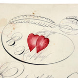 Be Happy (Respectfully), Spencerian Red and Black Ink Calligraphy Autograph Album Page, 1880s