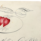 Be Happy (Respectfully), Spencerian Red and Black Ink Calligraphy Autograph Album Page, 1880s