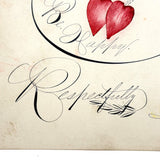 Be Happy (Respectfully), Spencerian Red and Black Ink Calligraphy Autograph Album Page, 1880s