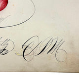 Be Happy (Respectfully), Spencerian Red and Black Ink Calligraphy Autograph Album Page, 1880s