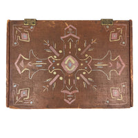 Sweet Old Pine Box with Hand-painted Geometric Design