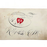 Be Happy (Respectfully), Spencerian Red and Black Ink Calligraphy Autograph Album Page, 1880s