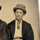 Fancy Young Men with Attitude and Handsome Dog, Hand-tinted Antique Tintype