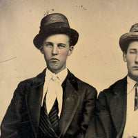 Fancy Young Men with Attitude and Handsome Dog, Hand-tinted Antique Tintype