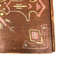 Sweet Old Pine Box with Hand-painted Geometric Design